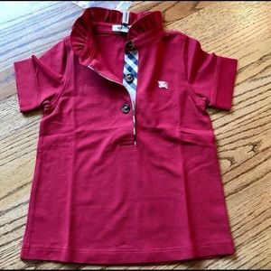 Burberry girls red ruffle polo
